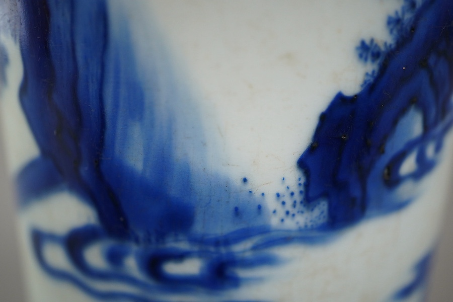 A Chinese Transitional blue and white brushpot, bitong, Chongzhen period (1627-44)